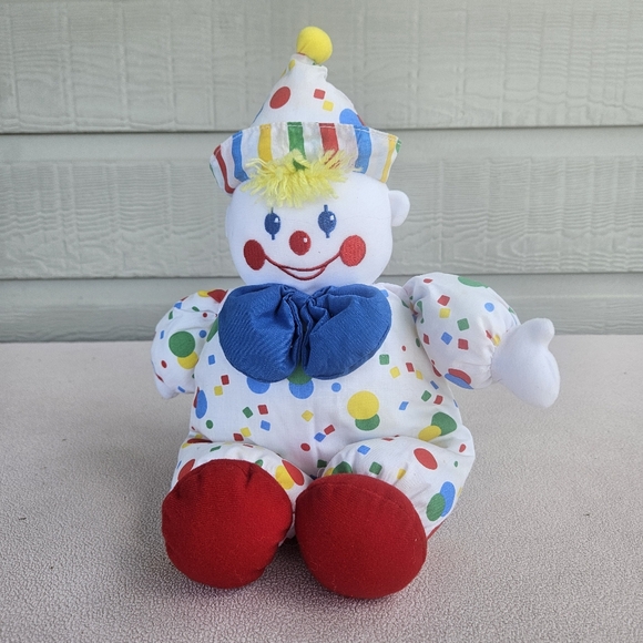 Eden Other - Eden Wind-Up Musical Circus Clown Plush 13" Vintage Stain White Multicolor